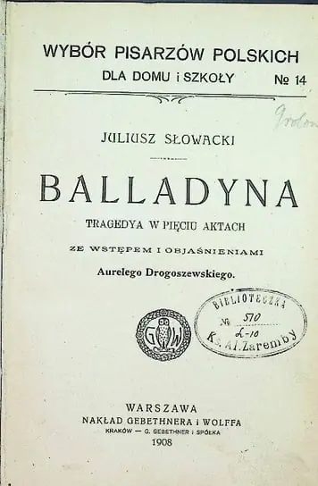 Oferta Balladyna 1908 r.